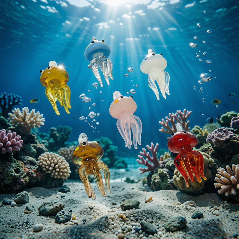 Aquarium Marine - Colorful Mini Jellyfish Glass Pendant Cute