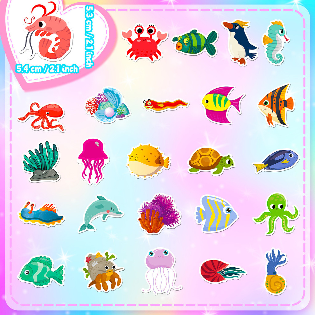 50Pcs Marine Life Stickers - C - Aquarium Marine review and price