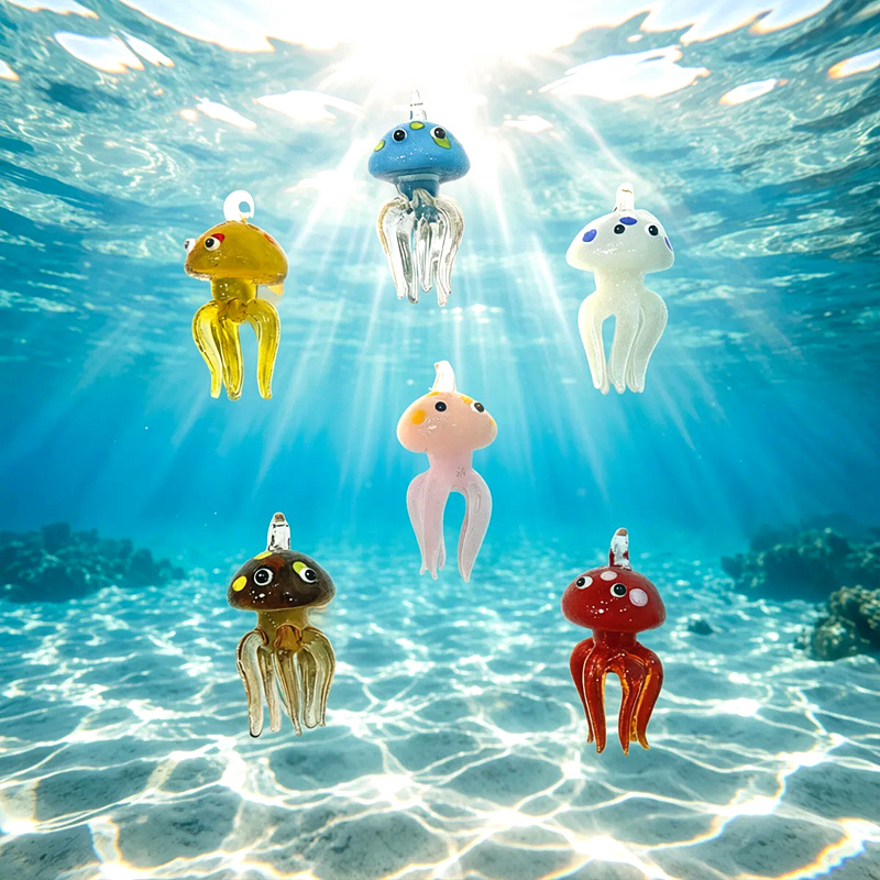 Colorful Mini Jellyfish Glass  - Aquarium Marine review and price